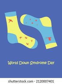 Beautiful icon with blue world down syndrome day on colorful background. World autism day background design. Blue background. Vector logo.