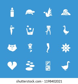 Beautiful icon. collection of 16 beautiful filled icons such as bear, goose, turtle, lipstick, casino girl, spa stone. editable beautiful icons for web and mobile.