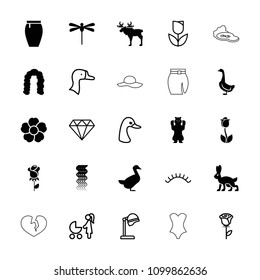 Beautiful icon. collection of 25 beautiful filled and outline icons such as goose, curly hair, hairstyle, skirt, flower. editable beautiful icons for web and mobile.