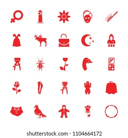 Beautiful icon. collection of 25 beautiful filled icons such as bear, baby, female, hairdresser peignoir, hair removal, spa mask. editable beautiful icons for web and mobile.