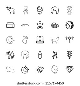 Beautiful icon. collection of 25 beautiful outline icons such as leaf, baby, moose, woman hairstyle, cream box, hair removal. editable beautiful icons for web and mobile.