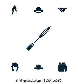 Beautiful icon. collection of 7 beautiful filled icons such as woman hairstyle, skirt, woman hat, mascara. editable beautiful icons for web and mobile.