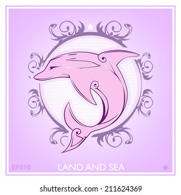 Beautiful icon with dolphins