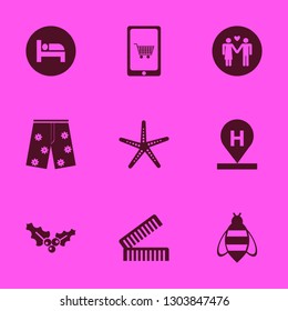 beautiful icon set with mobile shopping, bed and shorts vector illustration