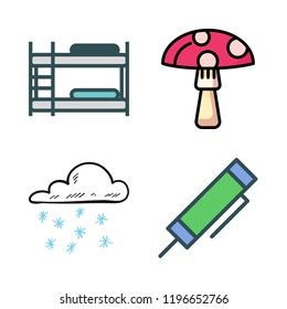 beautiful icon set. vector set about highlighter, snowing, mushroom and bunk icons set.
