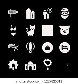 beautiful icon. beautiful vector icons set sun, handbag, tourist flying and piggy face
