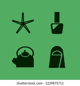beautiful icon. beautiful vector icons set nail polish, teapot, arab woman and starfish