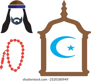 Hermosos iconos de las celebraciones de Ramadán y símbolos religiosos islámicos