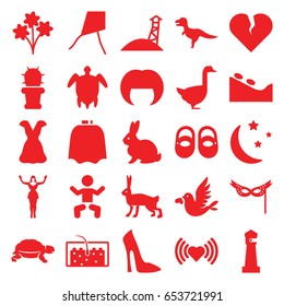 Beautiful icons set. set of 25 beautiful filled icons such as rabbit, goose, turtle, baby, lighthouse, baby shoes, hairdresser peignoir, woman hairstyle, spa stone, woman shoe