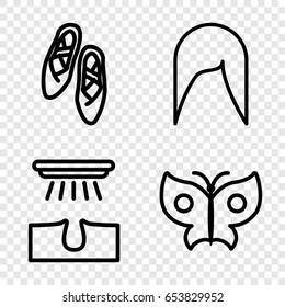 Beautiful icons set. set of 4 beautiful outline icons such as hair removal, woman hairstyle, butterfly
