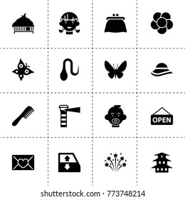 Beautiful icons. vector collection filled beautiful icons. includes symbols such as car window lift, fireworks, baby, girl, love letter. use for web, mobile and ui design.