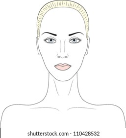 Beautiful Ideal Woman Face Simple Sketch Stock Vector (Royalty Free ...