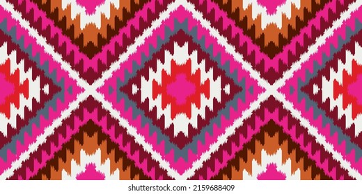 Beautiful Ikat art. The Navajo seamless colorful pattern in tribal, folk embroidery, Mexican Aztec geometric rhombus art ornament print.Design for carpet, wallpaper, clothing, wrapping, and fabric.