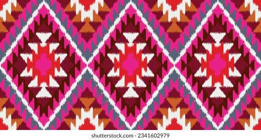 Beautiful Ikat art. The Navajo seamless colorful pattern in tribal, folk embroidery, Mexican Aztec geometric rhombus art ornament print.Design for carpet, wallpaper, clothing, wrapping, and fabric.