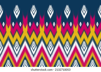 Beautiful ikat ethnic pattern art. Seamless pattern in tribal, folk embroidery, and Mexican style. Geometric striped. Design for background, wallpaper, vector illustration, fabric, clothing, carpet.