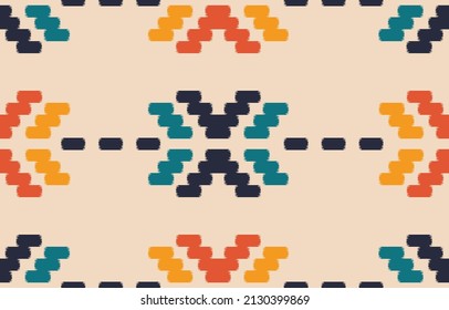 Beautiful ikat ethnic pattern. Seamless pattern in tribal, folk embroidery, and Mexican style. Aztec geometric art ornament print. Design for carpet, wallpaper, clothing, wrapping, fabric, cover.