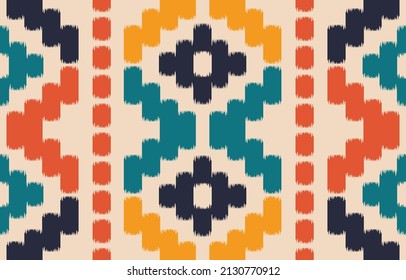 Beautiful ikat ethnic pattern. Seamless pattern in tribal, folk embroidery, and Mexican style. Aztec geometric art ornament print. Design for carpet, wallpaper, clothing, wrapping, fabric, cover.