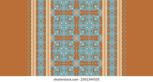 Beautiful ikat ethnic pattern. Seamless pattern in tribal, folk embroidery, and Mexican style; Abstract ethnic Aztec art. Geometric seamless pattern in tribal.