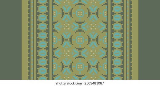 Beautiful ikat ethnic pattern. Seamless pattern in tribal, folk embroidery, and Mexican style; Abstract ethnic Aztec art. Geometric seamless pattern in tribal.
