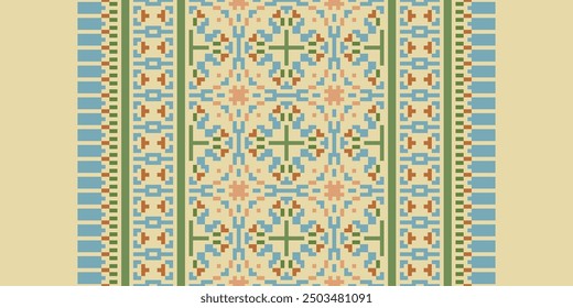 Beautiful ikat ethnic pattern. Seamless pattern in tribal, folk embroidery, and Mexican style; Abstract ethnic Aztec art. Geometric seamless pattern in tribal.