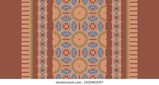 Beautiful ikat ethnic pattern. Seamless pattern in tribal, folk embroidery, and Mexican style; Abstract ethnic Aztec art. Geometric seamless pattern in tribal.