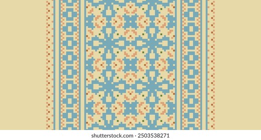 Beautiful ikat ethnic pattern. Seamless pattern in tribal, folk embroidery, and Mexican style; Abstract ethnic Aztec art. Geometric seamless pattern in tribal.