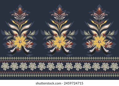 Beautiful Ikat floral embroidery pattern. African tribal traditional pattern. Aztec style,embroidery,abstract,vector,illustration,design for texture,fabric,carpet,vectorclothing,wrapping,