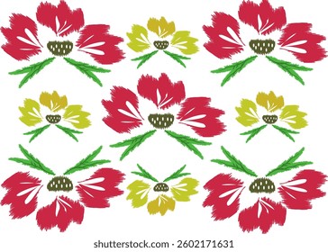 A beautiful Ikat floral pattern inspired by traditional weaving techniques. This seamless design combines delicate floral motifs with the distinctive blurred edges characteristic of Ikat fabric, creat