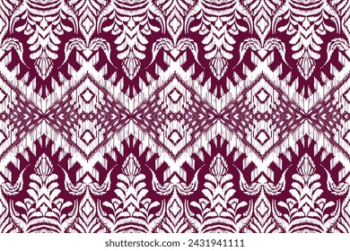 Beautiful Ikat paisley embroidery on mono color background.geometric ethnic oriental seamless pattern traditional.Aztec style abstract vector illustration.