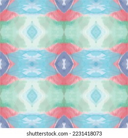 Beautiful ikat pattern for creating fashion clothes and for using in decoring home interior. Uzbekistan culture. Digital textile patterns.
