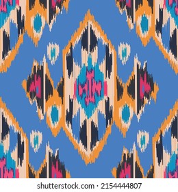 Beautiful ikat pattern - traditional silk fabric pattern used in the fashion industry and home interior decor. Batik. Uzbekistan culture.

