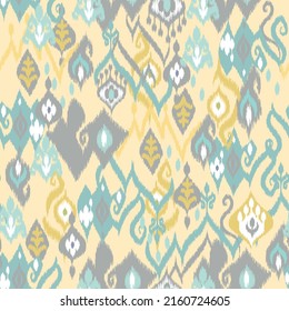 Beautiful ikat pattern - traditional silk fabric pattern used in the fashion industry and home interior decor. Batik. Uzbekistan culture.

