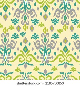 Beautiful ikat pattern - traditional silk fabric pattern used in the fashion industry and home interior decor. Batik. Uzbekistan culture.