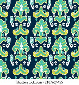 Beautiful ikat pattern - traditional silk fabric pattern used in the fashion industry and home interior decor. Batik. Uzbekistan culture.