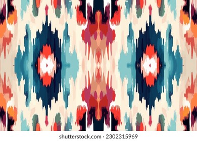 Beautiful ikat pattern - traditional silk fabric pattern. Abstract traditional folk ancient antique tribal ethnic graphic line. Ornate elegant luxury vintage retro style.