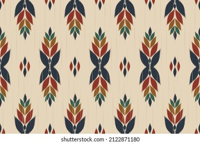 Hermoso patrón sin fisuras de ikat. Estilo étnico oriental. Diseño para fondo, ilustración, envoltura, ropa, batik, tela, bordado.