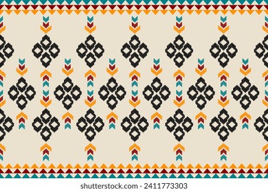 Beautiful ikat seamless pattern. Ethnic oriental style. Design for background, illustration, wrapping, clothing, batik, fabric, embroidery.
