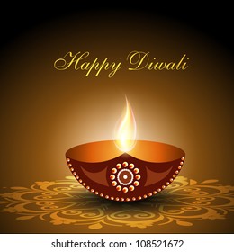 Beautiful illuminating Diya background for Diwali or Deepawali festival. EPS 10.