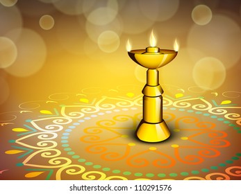 Beautiful illuminating Diya background for Hindu community festival Diwali or Deepawali in India. EPS 10.