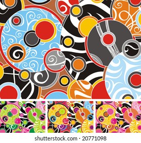 beautiful illustrated 70s pattern with 3 more color options