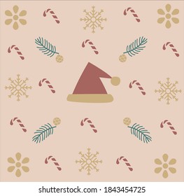 
beautiful illustrated christmas card on beige background