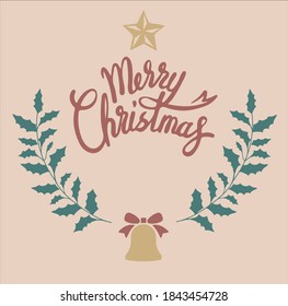 
beautiful illustrated christmas card on beige background