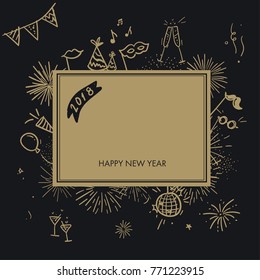 Beautiful illustrated New Years card