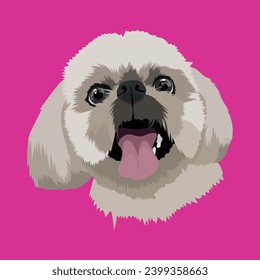 Beautiful illustrated shihtzu puppy dog nice