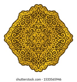 Beautiful illustration with abstract golden pattern on white background