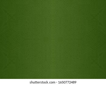 Beautiful illustration with abstract linear seamless pattern on the green background