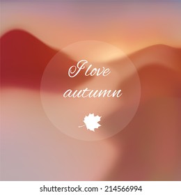 Beautiful  illustration  with autumn landscape and text