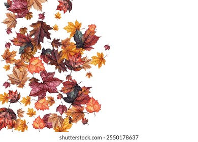 Hermosa ilustración de hojas de otoño en varios colores y Formas, perfecto para diseños de temporada, invitaciones y decoraciones. Captura la esencia del otoño con patrones de hojas vibrantes y detallados.