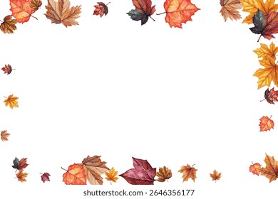 Bela ilustração de folhas de outono em várias cores e formas, perfeito para desenhos sazonais, convites e decorações. Captura a essência da queda com padrões de folhas vibrantes e detalhados.