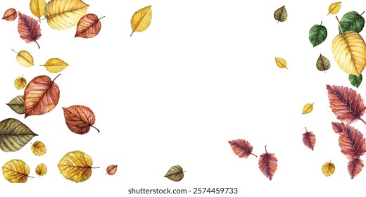 Beautiful illustration of autumn leaves in vibrant shades, perfect for seasonal designs, nature-themed projects, and artistic backgrounds. Add a touch of natural beauty and elegance to your work.